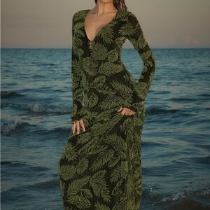 Show Me Your MuMu Lopez Green Leaf Maxi Dress